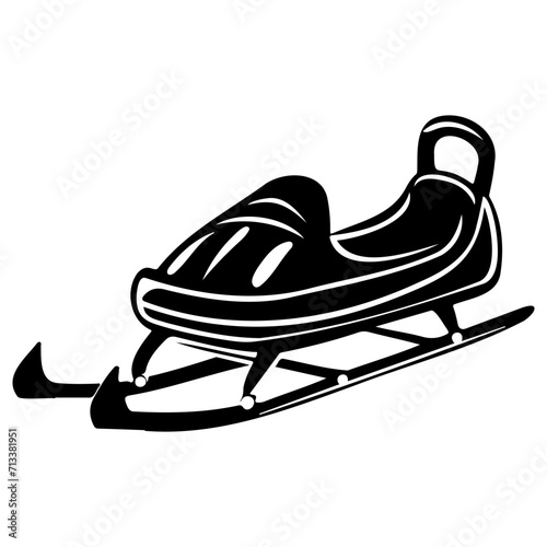 sled icon illustration, sled black silhouette logo svg vector