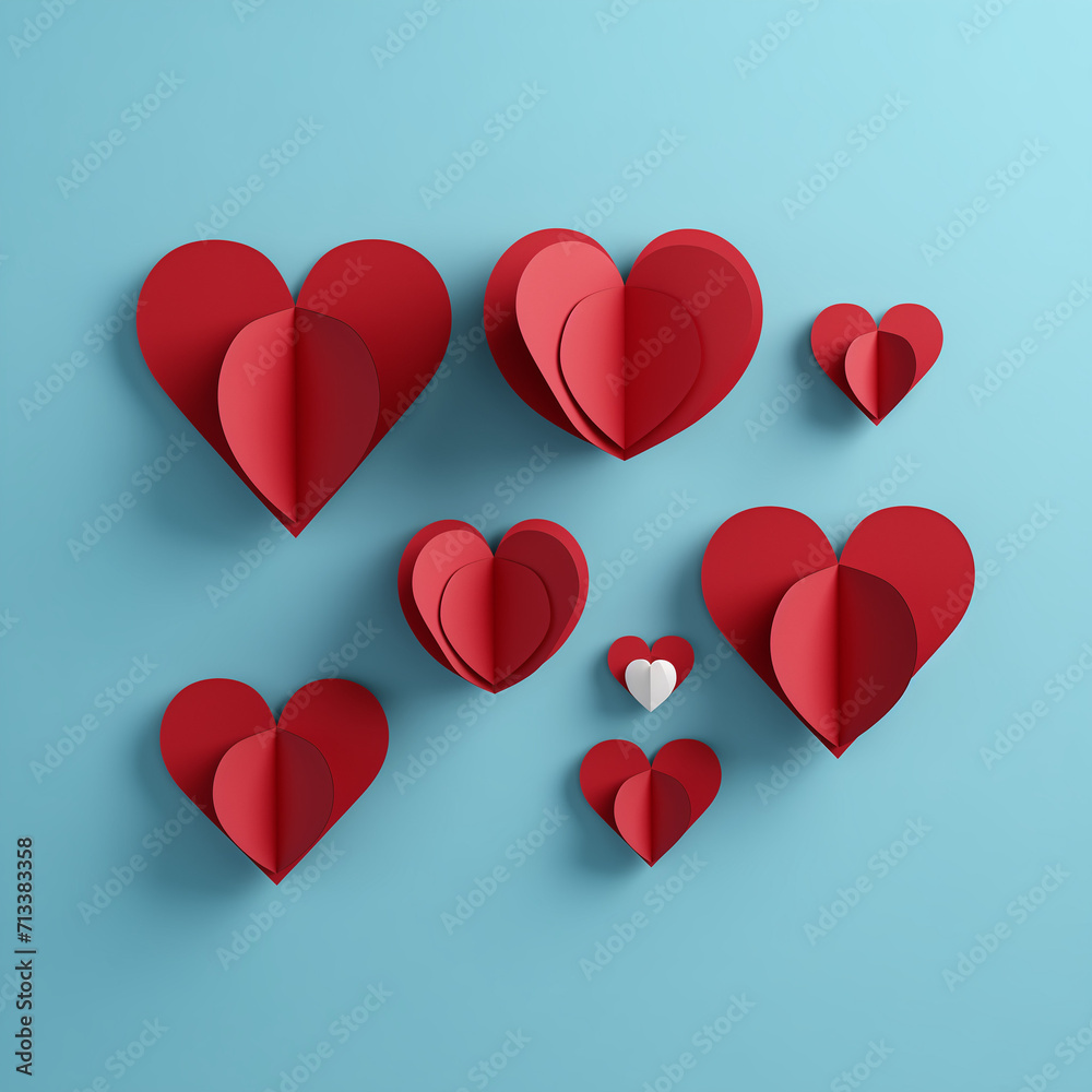 red hearts on a solid background