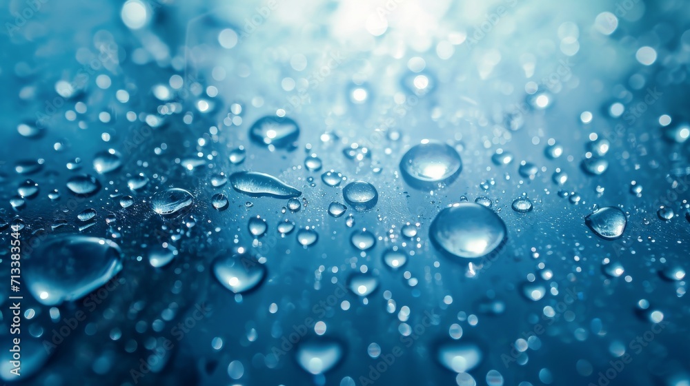 Rain and water droplets abstract effect on a glassy surface background