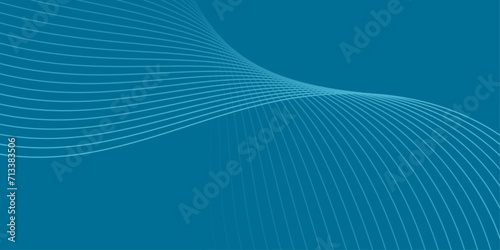 Abstract background with waves for banner. Medium banner size. Vector background with lines. Peacock blue color. Water, ocean. Interior. Brochure, booklet