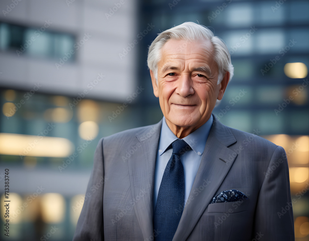 Businessman Portrait - Aging Success: Smiling Senior Manager in Business Elegance Businessman Portrait - Aging Success: Smiling Senior Manager in Business Elegance