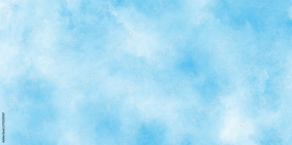 Brush painted aquarelle paint Light sky blue watercolor texture, ocean blue watercolor splash texture, Watercolor Shades The White Cloud and Blue Sky with small clouds.	