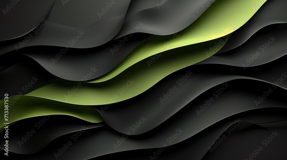 Fondo abstracto con ondas en negro y verde. Generado por IA. Fondo abstracto con ondas en negro y verde. Generado por IA.