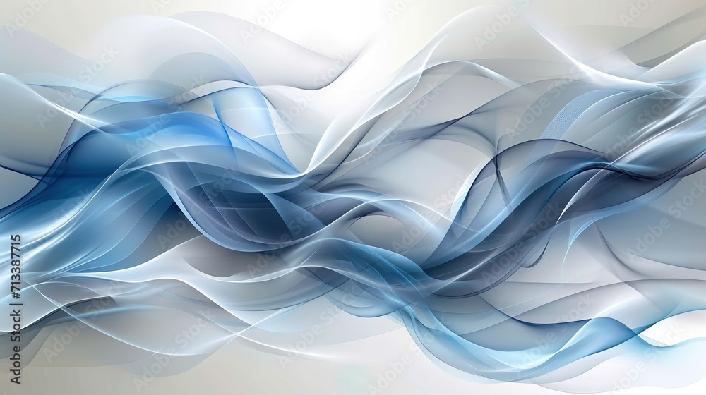 Fondo abstracto con ondas degradado en blanco y azul. Concepto de recurso gráfico ideal para web. Generado por IA. - obrazy, fototapety, plakaty 