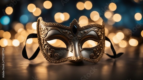 golden venetian mask anime A small and round carnival mask that sparkles slowly 