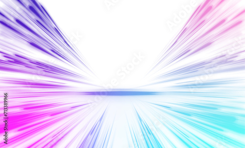 Abstract background in blue and purple neon glow colors. Vector png blue glowing lines air flow effect. Speed connection background.	
