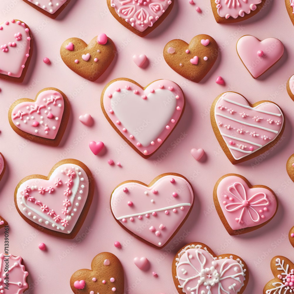 many pink gingerbread heart shaped many pink gingerbread heart shaped