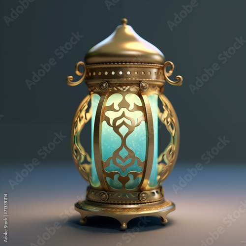 Ramadan Glitter: Eid Mubarak Lantern in Islamic Elements (ID: 713391114)
