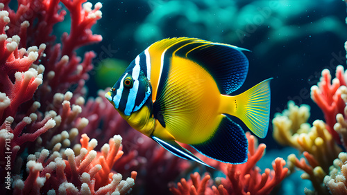 A colorful fish swimming in the ocean photo
