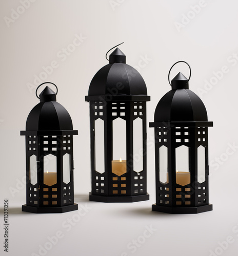 Ramadan Illumination: Eid Mubarak Lantern in Islamic Elements (ID: 713391356)
