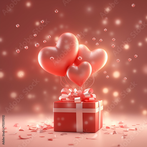  Love-filled Skies: Valentine's Day Balloons Background (ID: 713391512)