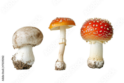 3 different types of funghi mushrooms next to eachother