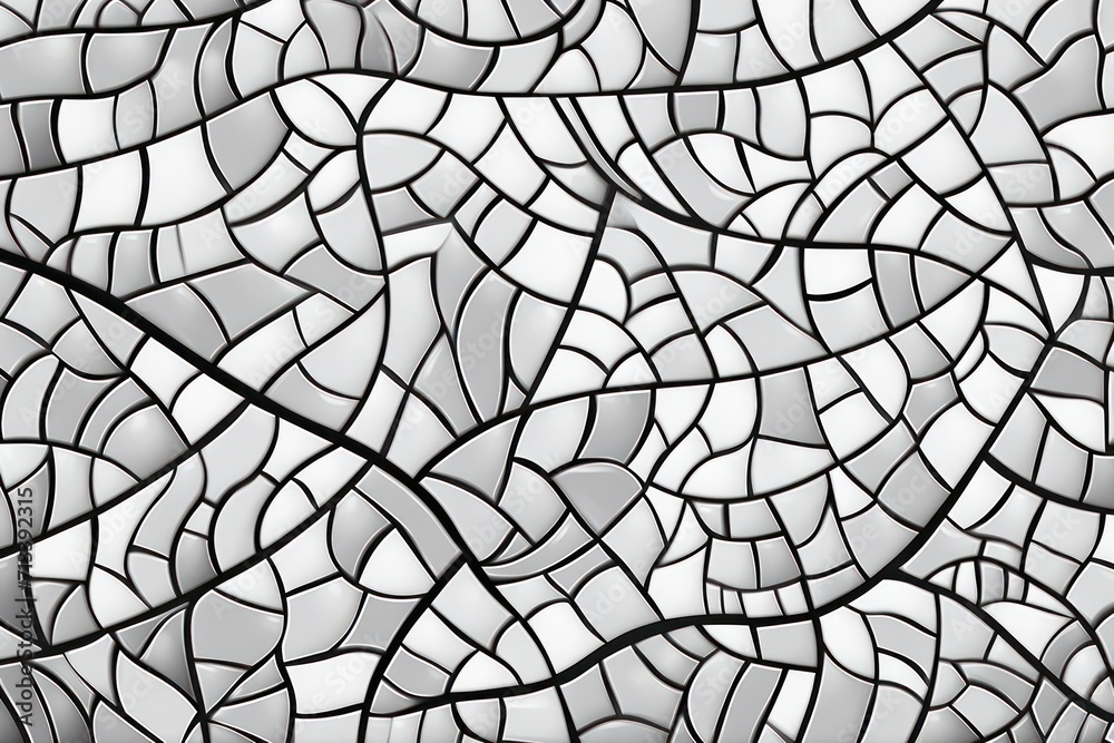 Silver and white clear outlines coloring page of mosaic pattern