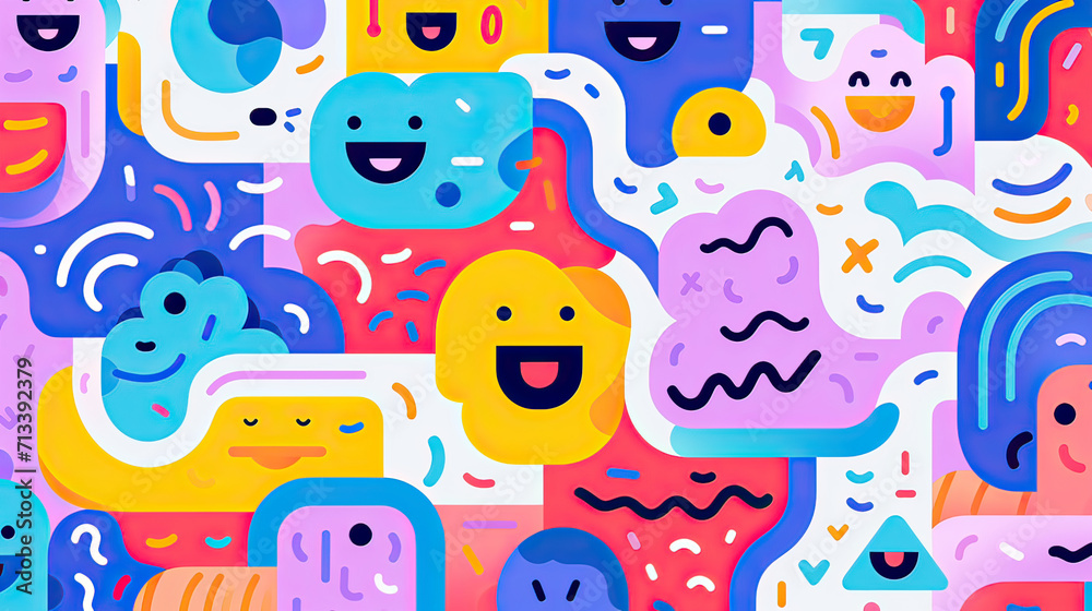 Appealing background with playful icons, emojis, and dynamic symbols arranged in a lively and energetic pattern for a high-impact visual experience Ai Generative Appealing background with playful icons, emojis, and dynamic symbols arranged in a lively and energetic pattern for a high-impact visual experience Ai Generative