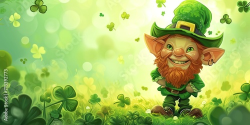 Abstract St. Patrick's day background with dancing Irish Leprechaun dwarf