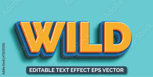 Wild yellow color Editable 3d Text effect eps vactor