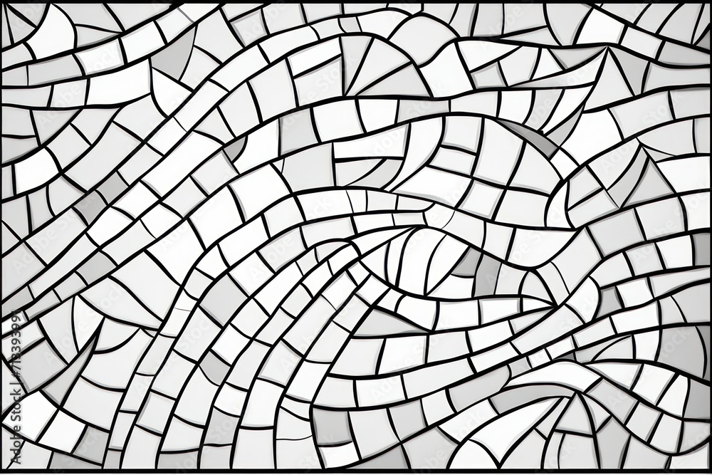 Slate and white clear outlines coloring page of mosaic pattern