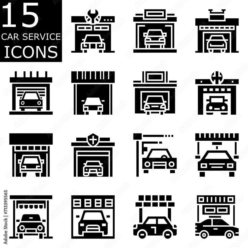 Set of car service icons vector. Pictogram design. Set of car service icons vector. Pictogram design.