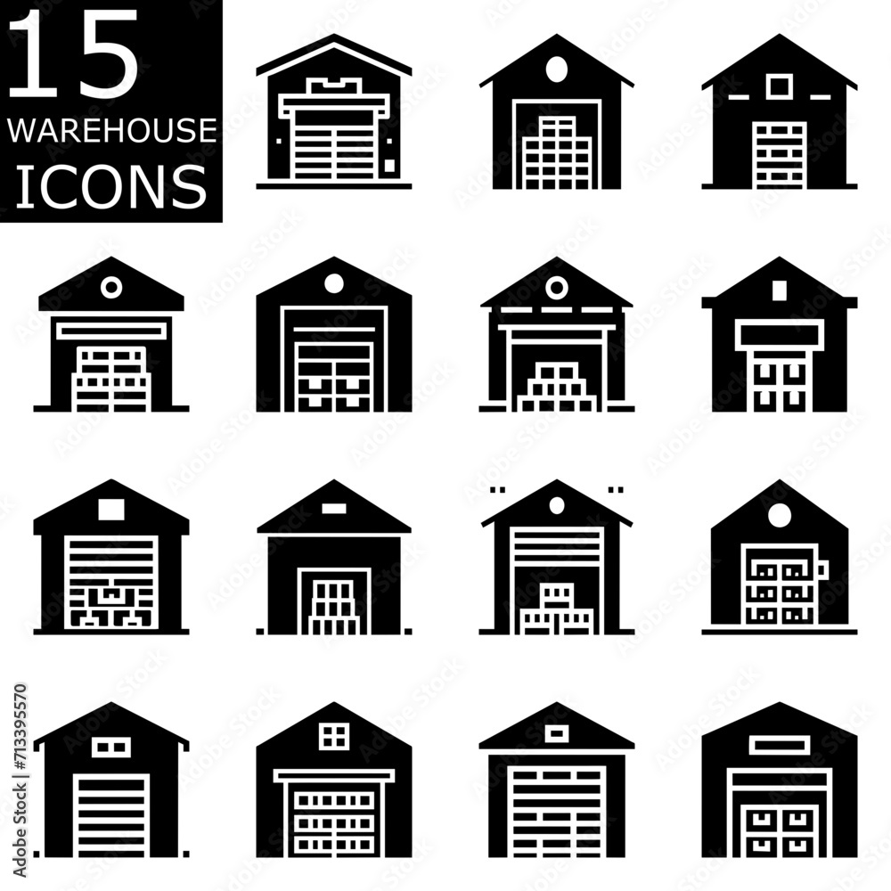 Set of warehouse icons vector. Pictogram design.