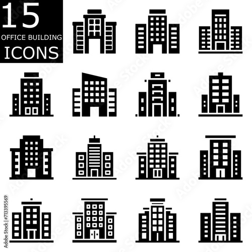 Set of office building icons vector. Pictogram design.