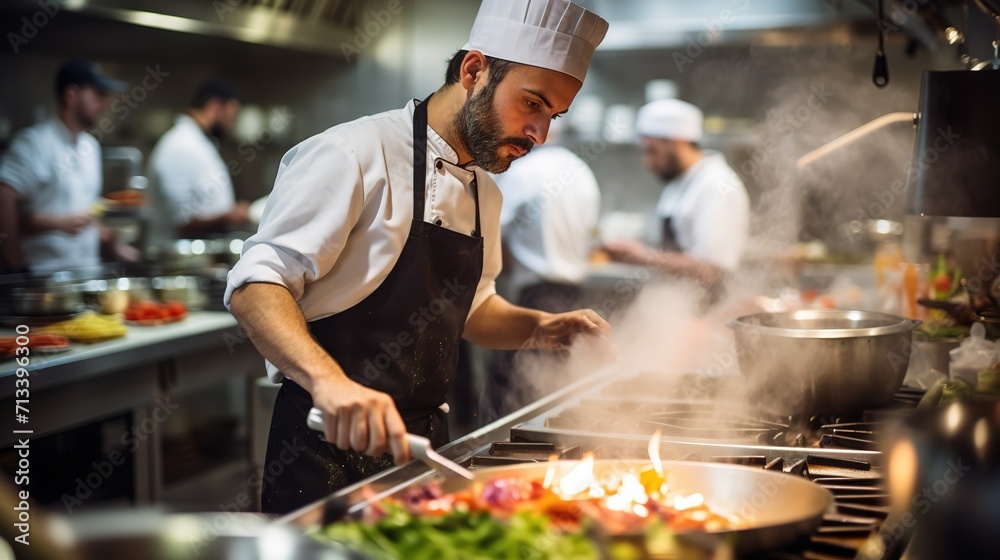 Chef_cooking_in_a_busy_restaurant_kitchen generative ai images Chef_cooking_in_a_busy_restaurant_kitchen generative ai images