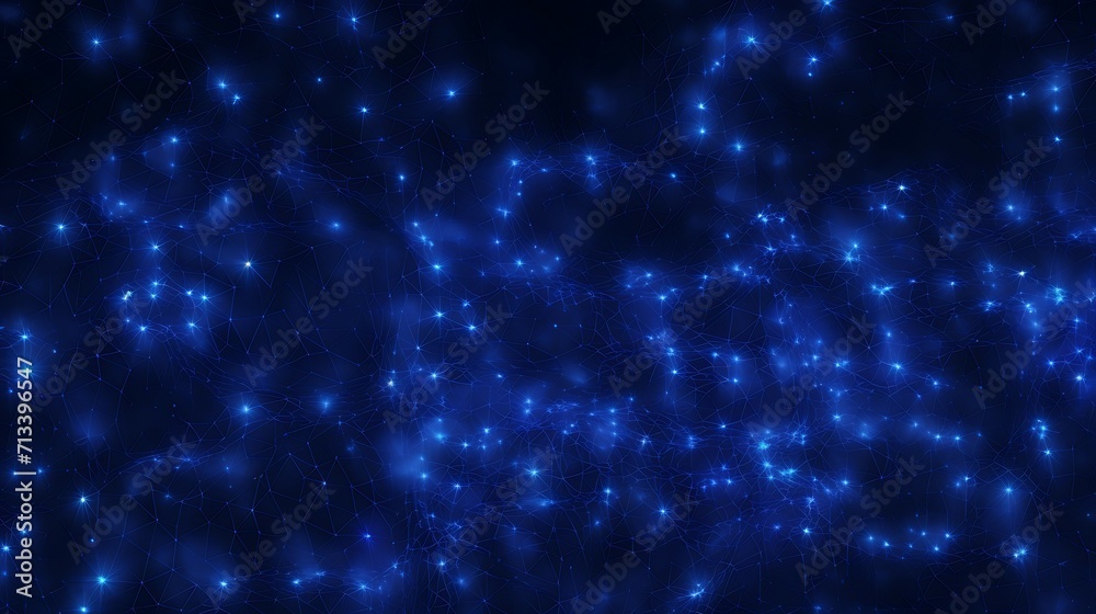Fototapeta premium An abstract background of many moving small blue particles and lines. Chaotic Brownian particle motion. 3D render