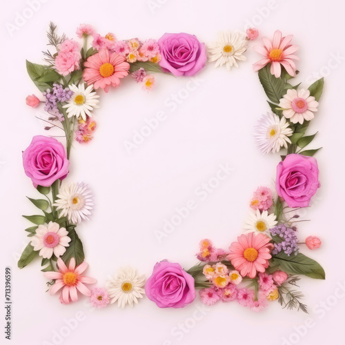 Wildflower rose flower floral frame red for background, texture, wrapper pattern, frame or border. generative ai.