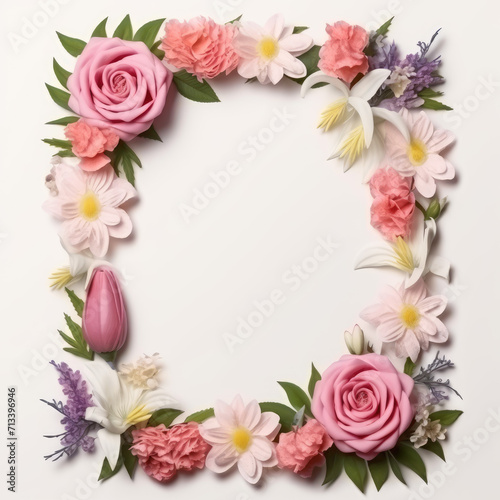 Wildflower rose flower floral frame red for background, texture, wrapper pattern, frame or border. generative ai.