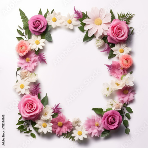 Wildflower rose flower floral frame red for background, texture, wrapper pattern, frame or border. generative ai.