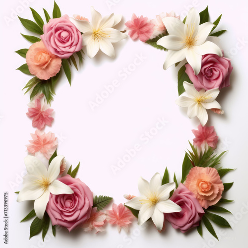 Wildflower rose flower floral frame red for background, texture, wrapper pattern, frame or border. generative ai.