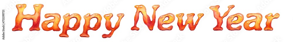 Word happy new year in english alphabet from orange letters on a white background. holidays and education. Word happy new year in english alphabet from orange letters on a white background. holidays and education.