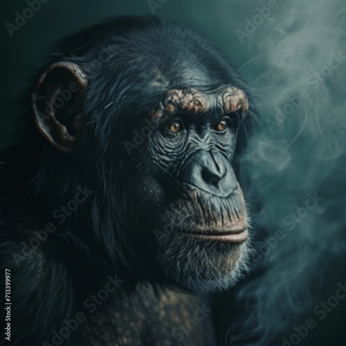 Wild animals in the wild. Portrait of a chimpanzee. © Archie