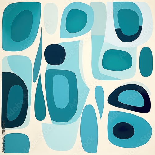 Teal abstract simple shapes