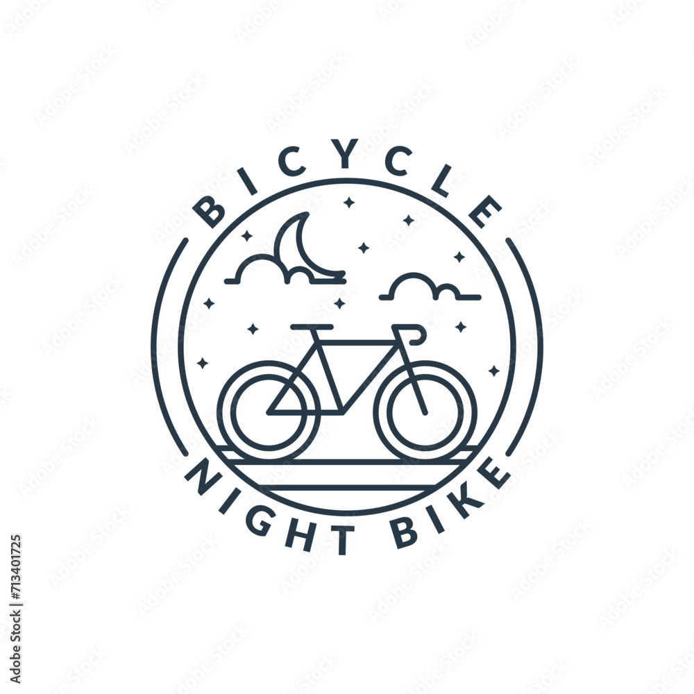 night cycling monoline or line art style vector illustration night cycling monoline or line art style vector illustration