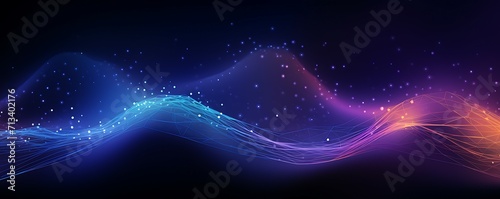 Futuristic data stream 3d illustration. Data transfer technology. Wave of dots and weave lines. Abstract background.