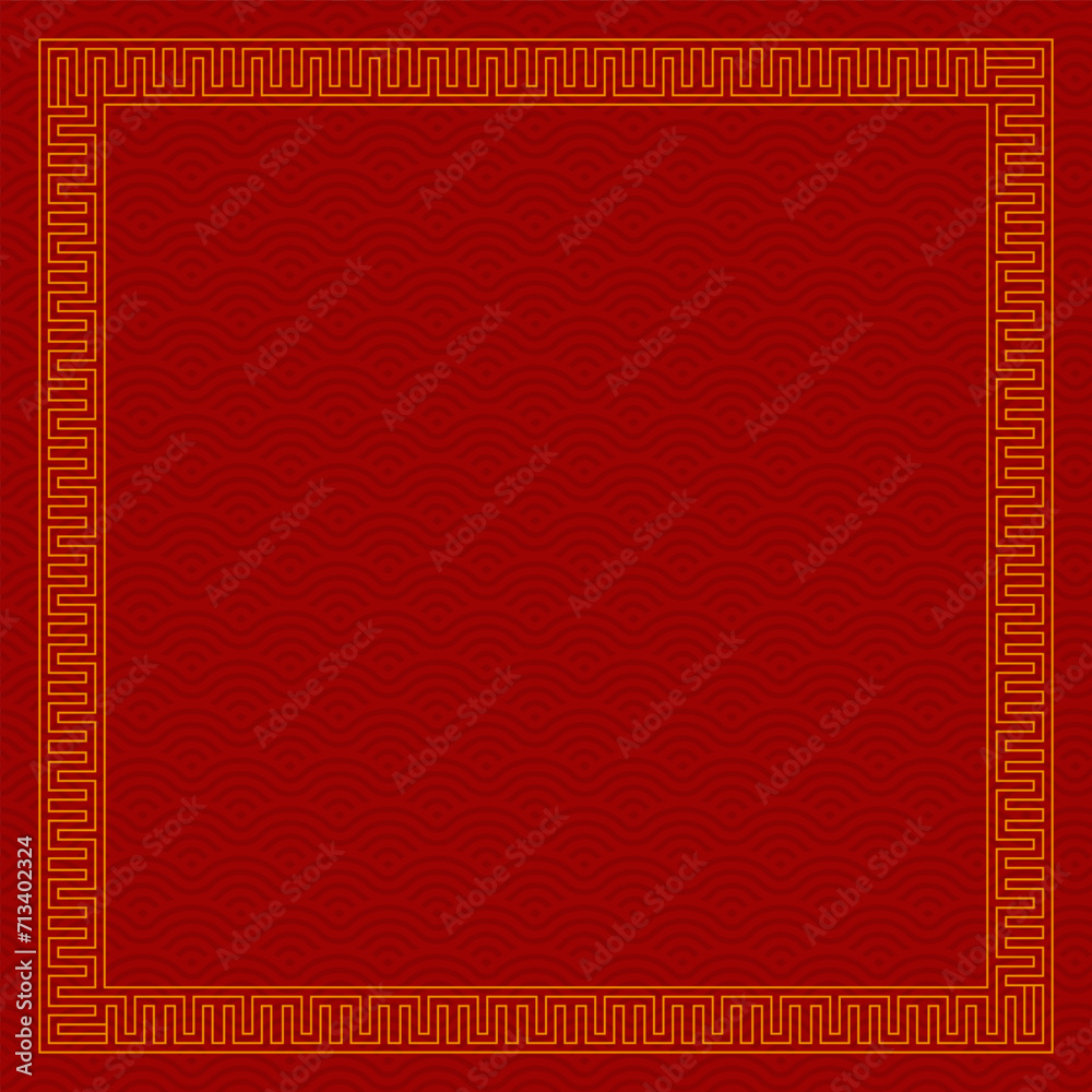 Square Chinese frame border. vector illustration element. Chinese new year traditional decor design Square Chinese frame border. vector illustration element. Chinese new year traditional decor design