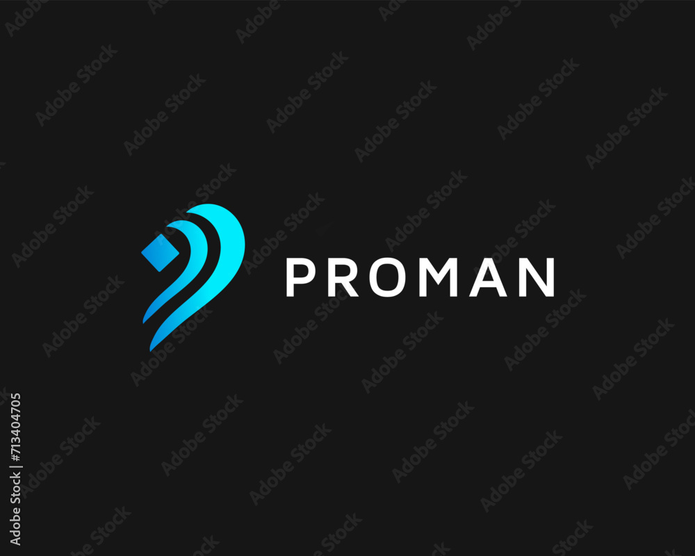 P with man icon creative vector logo design template P with man icon creative vector logo design template