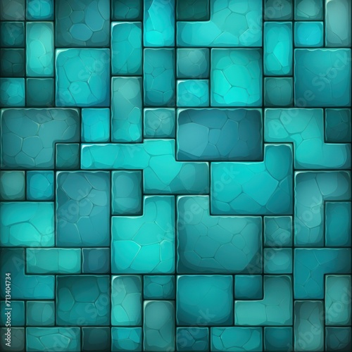 Turquoise tiles  seamless pattern  SNES style