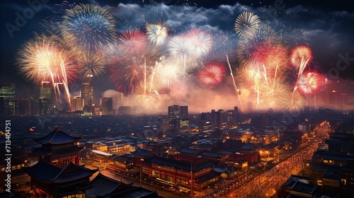 Fireworks over Beijing on Chinese New Year Day