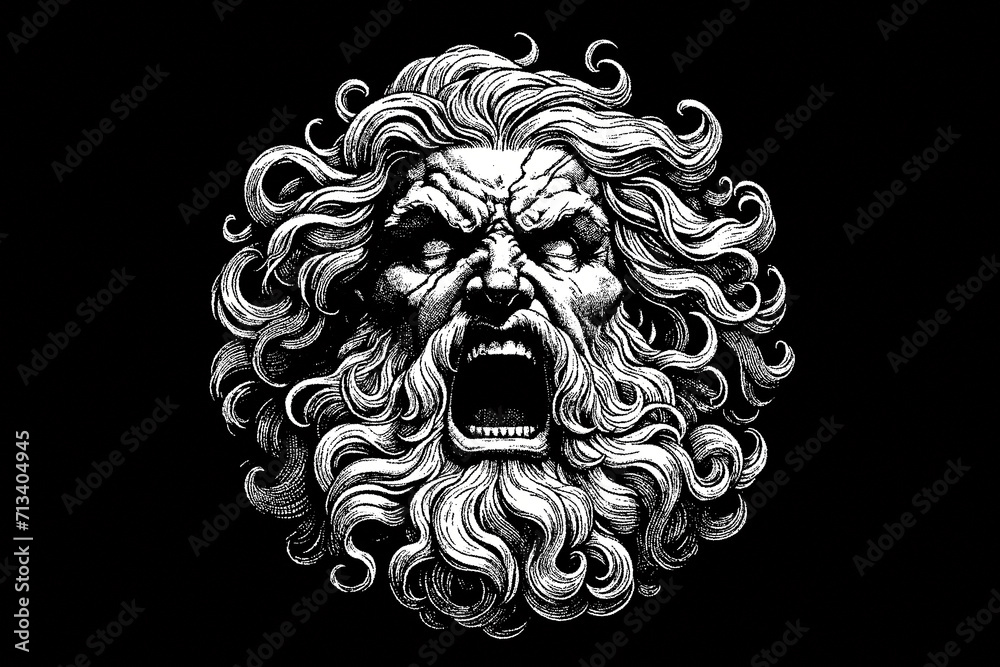 Zeus in rage isolated on a black background