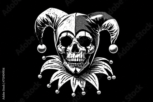Obraz na płótnie skull with a jester hat isolated on a black background