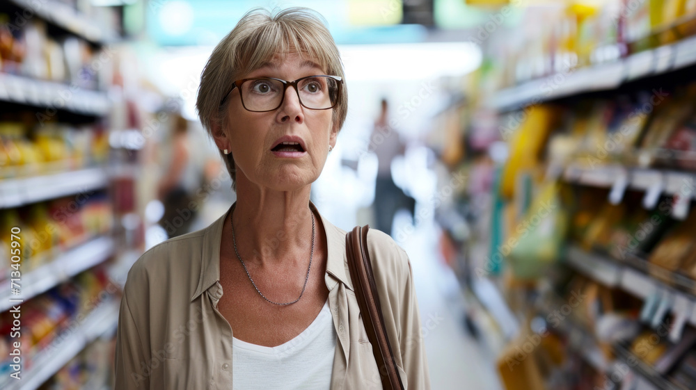 Old lady concerned with high food prices and inflation Old lady concerned with high food prices and inflation