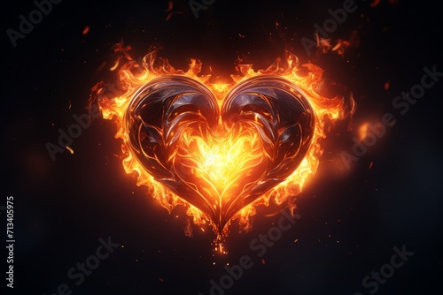Glowing flames illuminating peaceful symbol of love