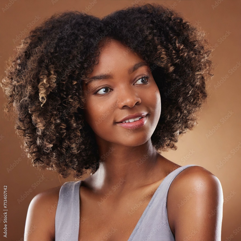 Beauty portrait of an woman styled in Afro Beauty portrait of an woman styled in Afro
