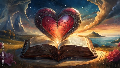 love and religion bible and heart photo