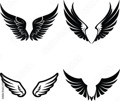 wings icons set  element for design