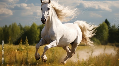 white horse in the field