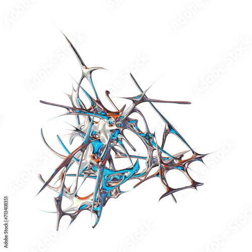 futuristic chrome liquid Abstract metallic shape 3d render