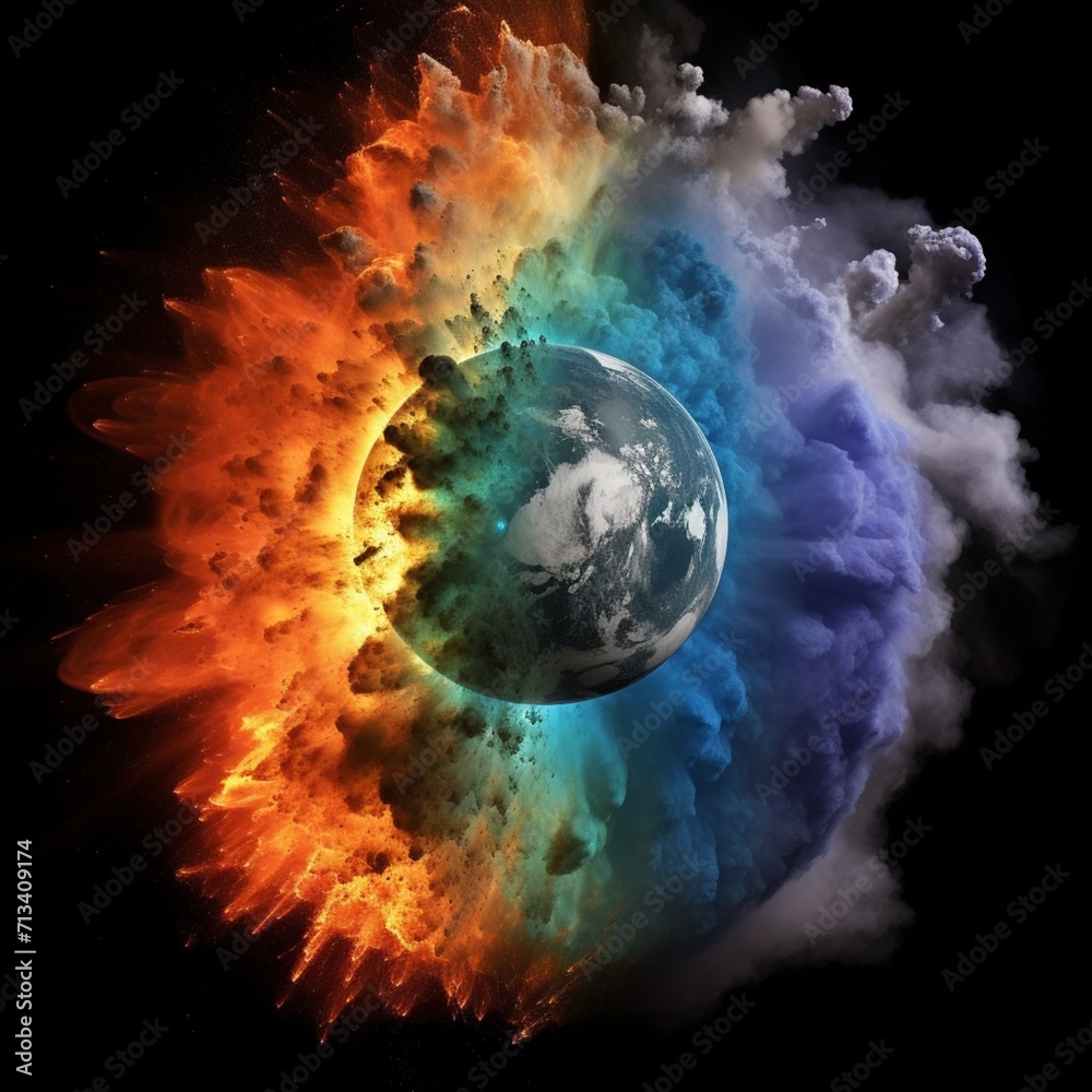 Climate change and space explosions cause smoke Ai generated art