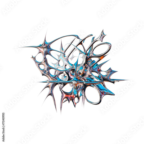 futuristic chrome liquid Abstract metallic shape 3d render